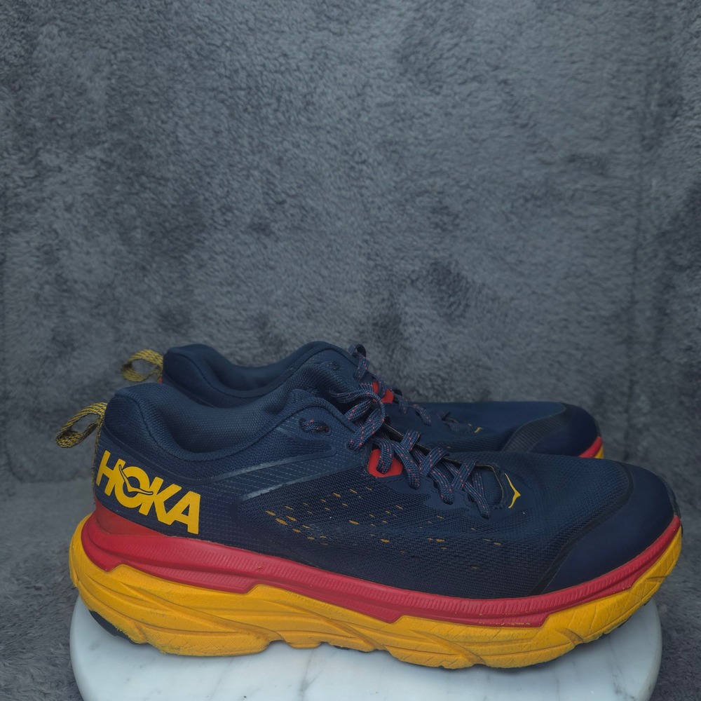 Hoka Challenger ATR 6 Shoes Mens 8 2E Wide Navy Red Yellow Trail Running 1106513